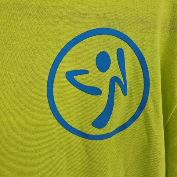 Zumba lime green blue graphic short sleeve athletic top shirt dance workout - Picture 5 of 10